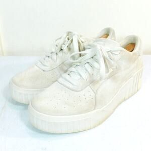 Puma Cali Wedge Tonal Sneakers US Womens 10 Cleaned Suede Renewed Marshmallow